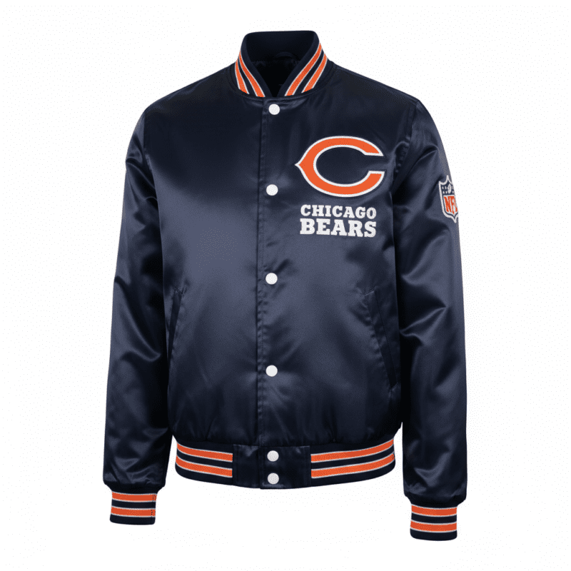 Chicago Bears Navy & Orange NFL Satin Varsity Jacket