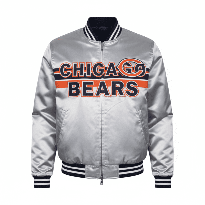 Chicago Bears Silver NFL Locker Room Satin Jacket