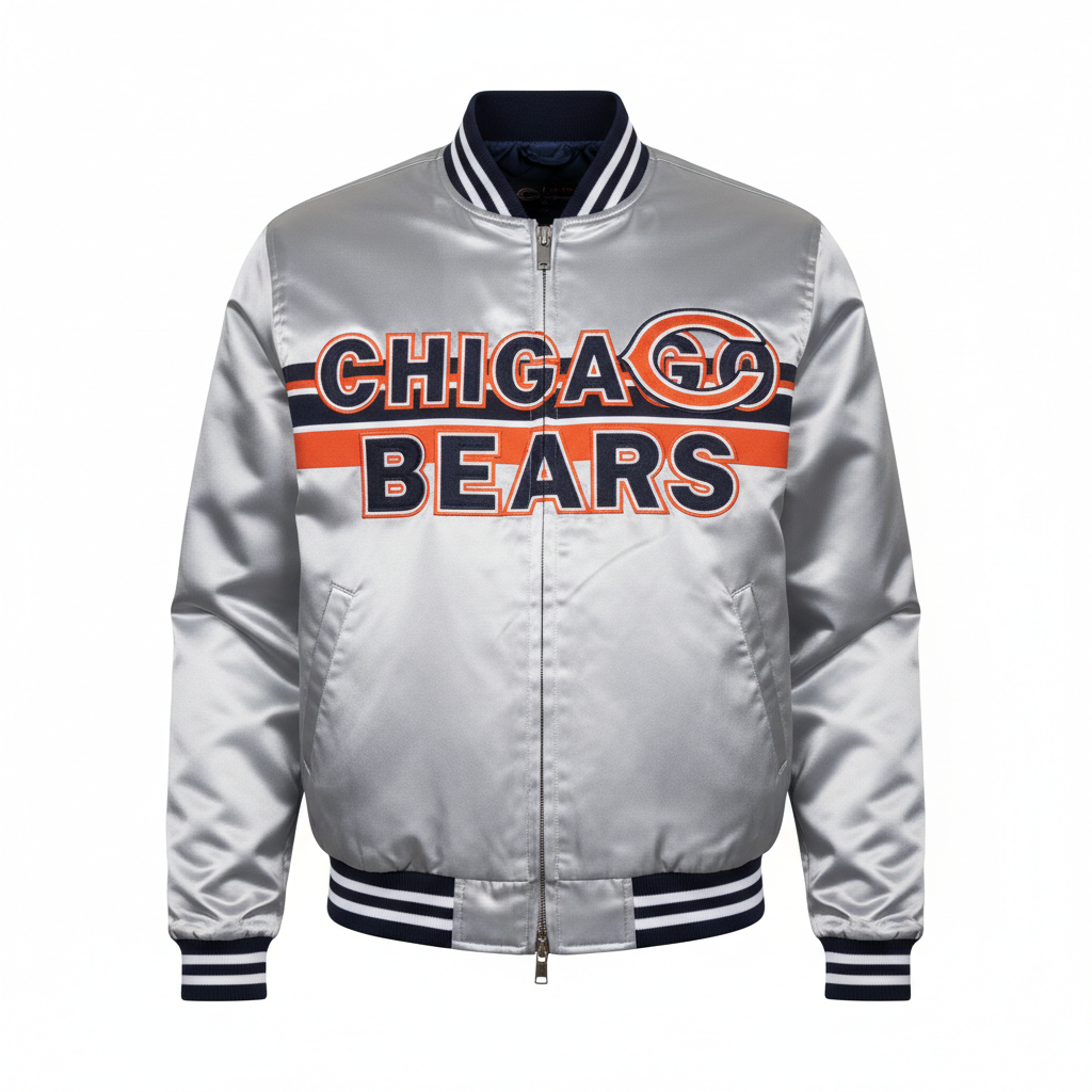 Chicago Bears Silver NFL Locker Room Satin Jacket