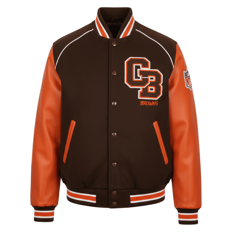 Cleveland Browns Brown & Orange NFL Wool Varsity Jacket