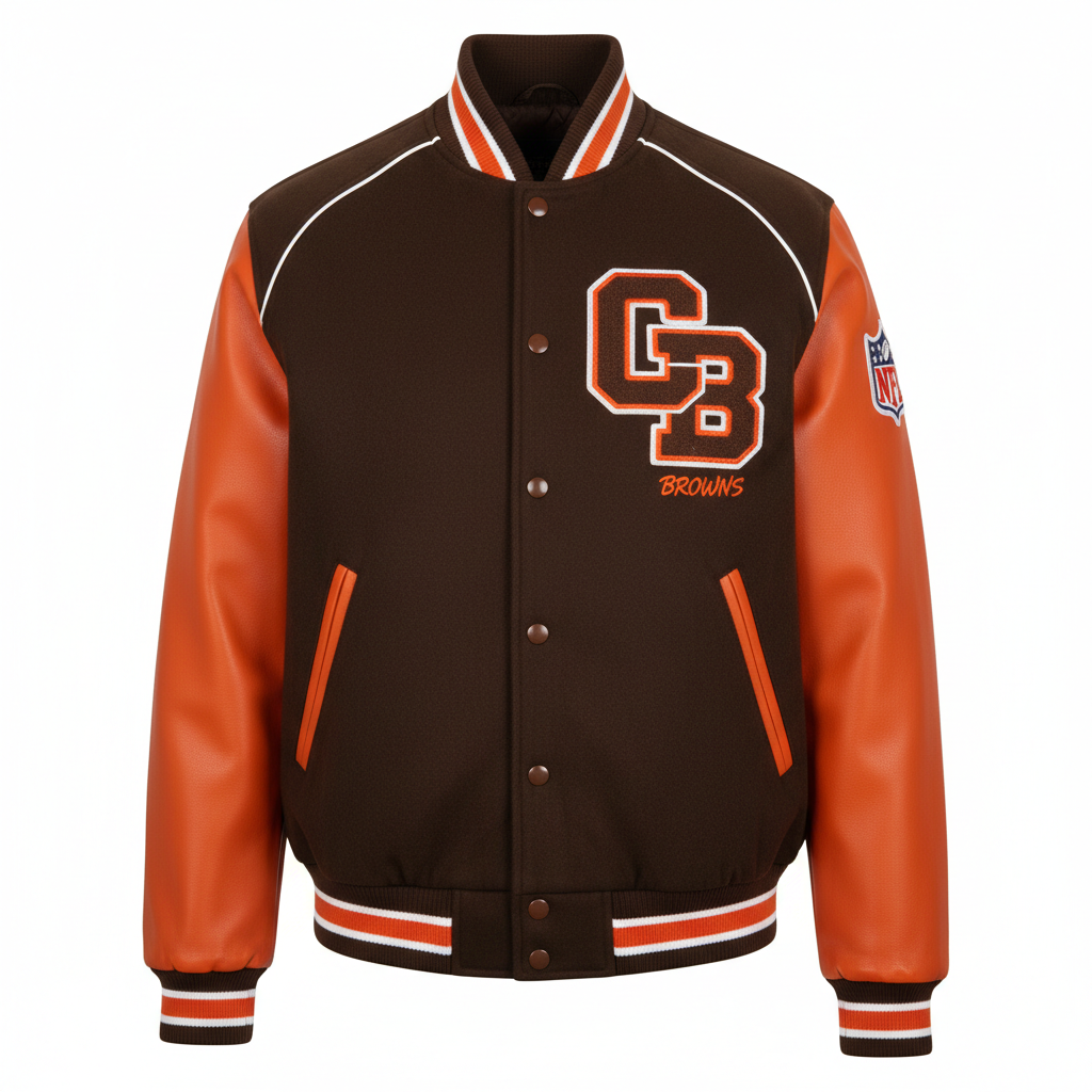 Cleveland Browns Brown & Orange NFL Wool Varsity Jacket