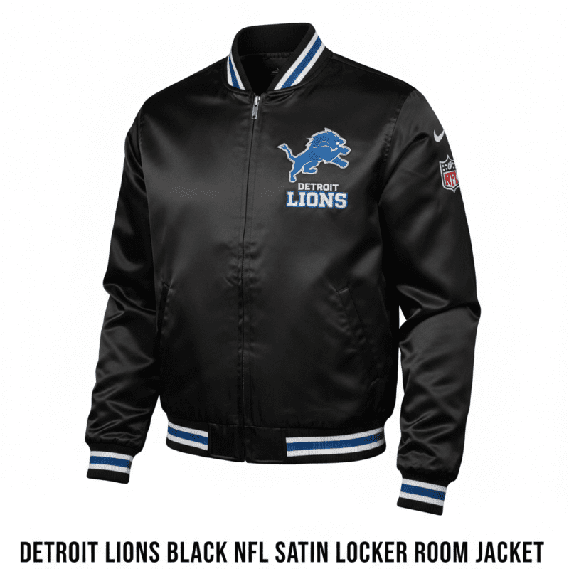 Detroit Lions Black NFL Satin Locker Room Jacket