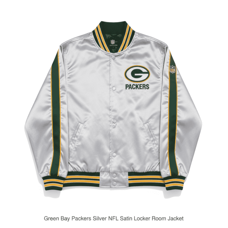 Green Bay Packers Silver NFL Satin Locker Room Jacket