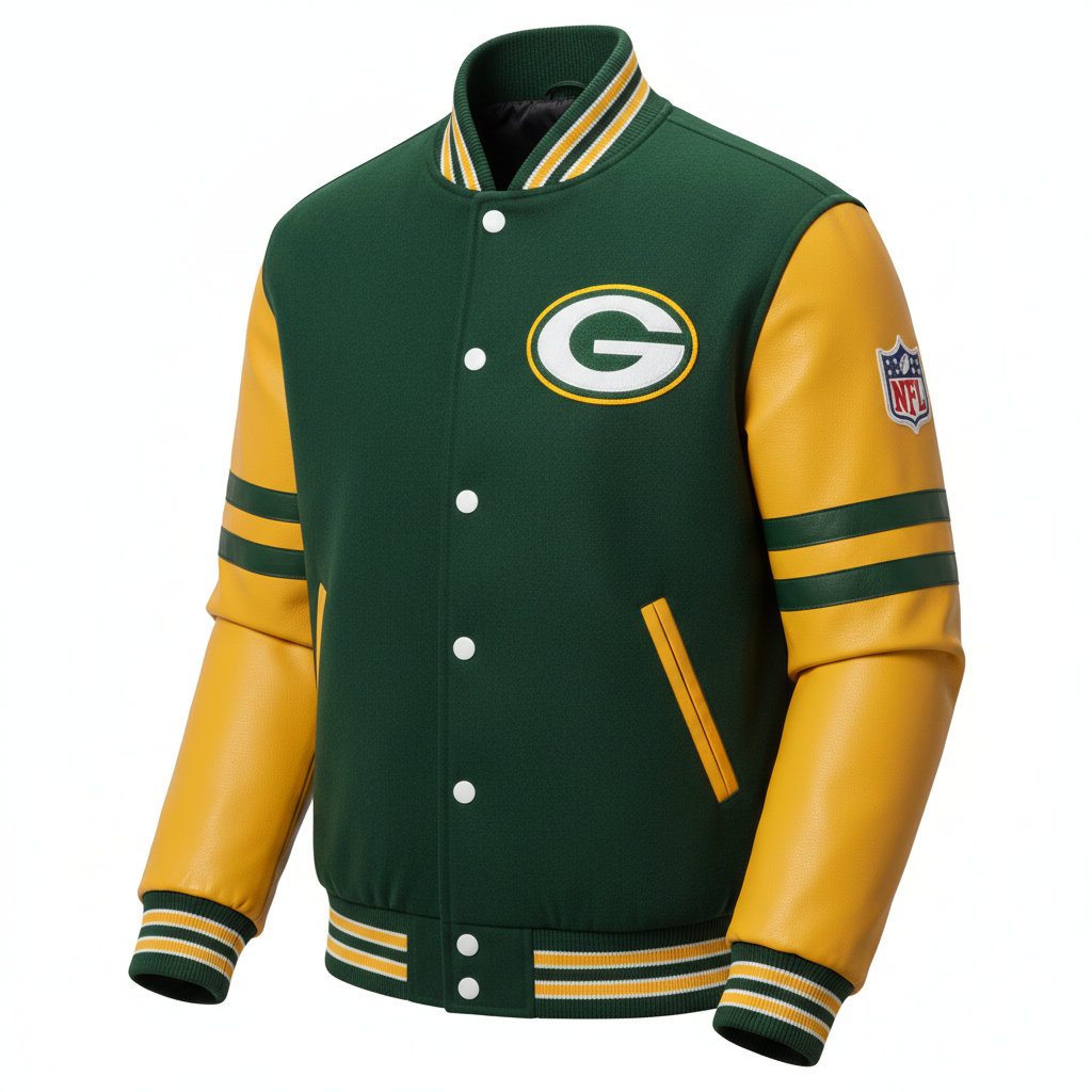 Green Bay Packers Green & Yellow NFL Varsity Jacket
