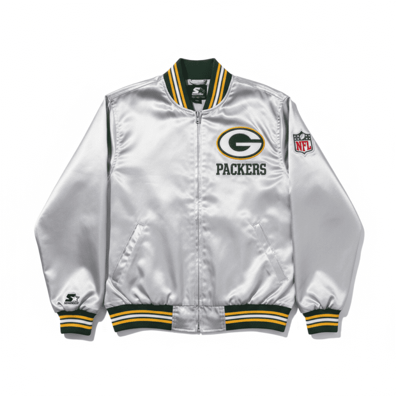 Green Bay Packers Silver NFL Satin Locker Room Jacket