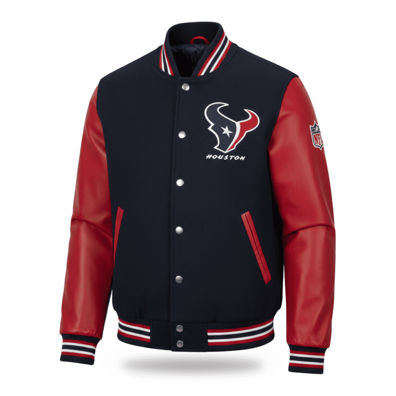 Houston Texans Navy & Red NFL Full-Snap Varsity Jacket