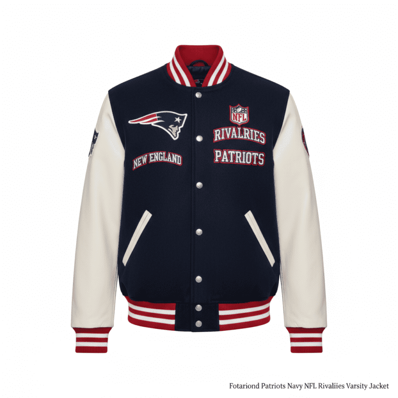 New England Patriots Navy NFL Rivalries Varsity Jacket