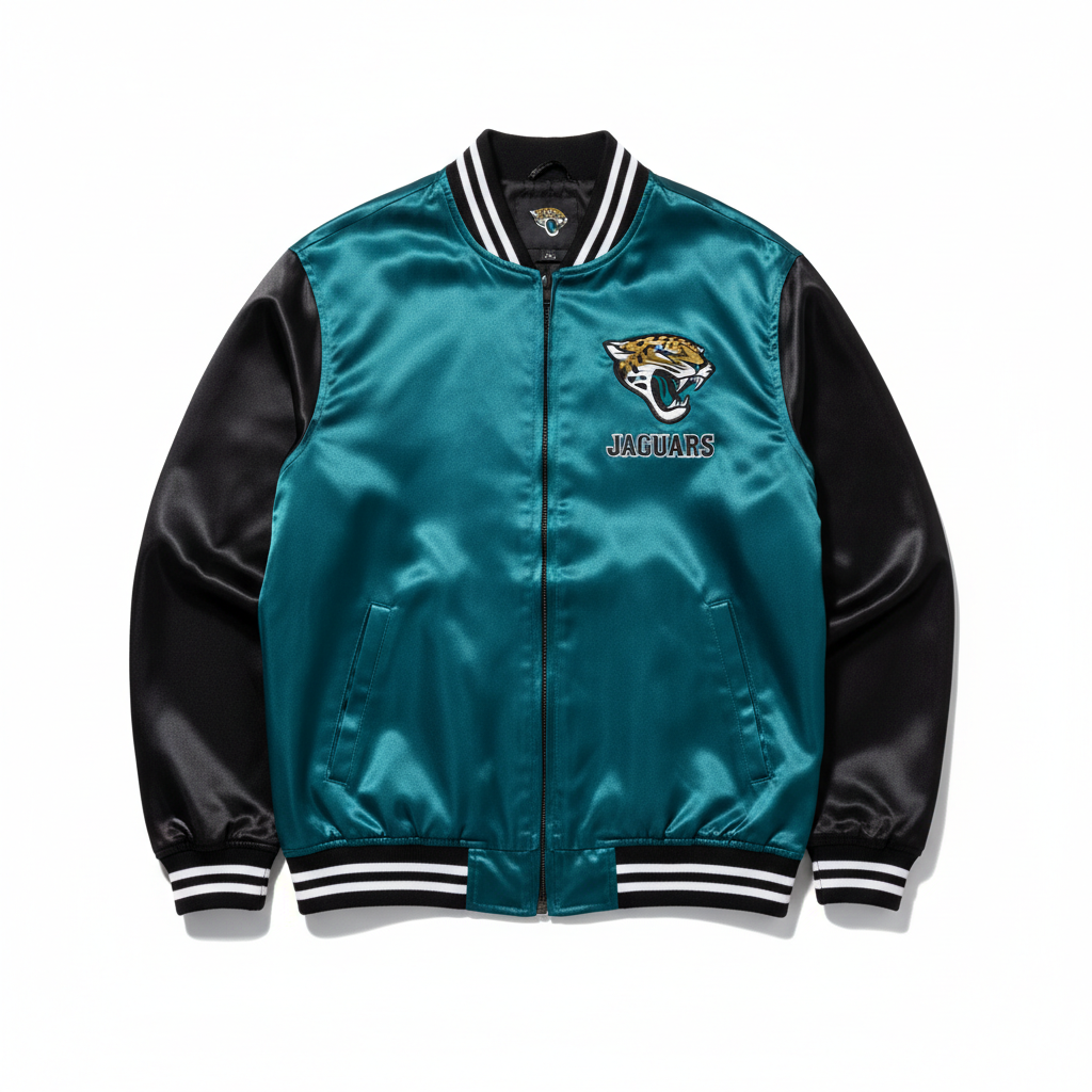 Jacksonville Jaguars Teal & Black NFL Satin Jacket