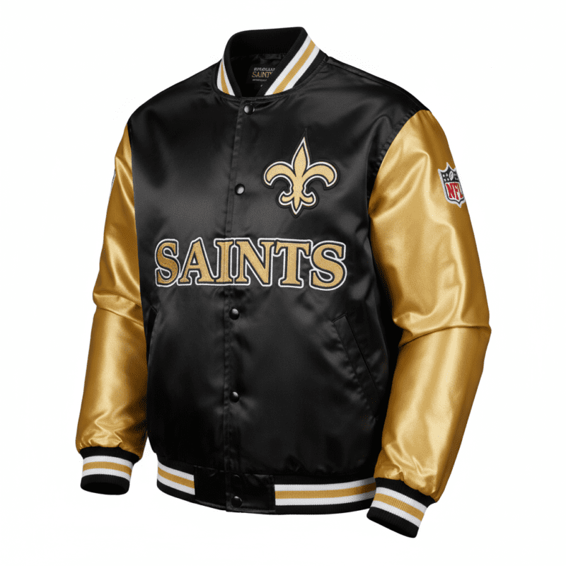 New Orleans Saints Black & Gold NFL Satin Jacket