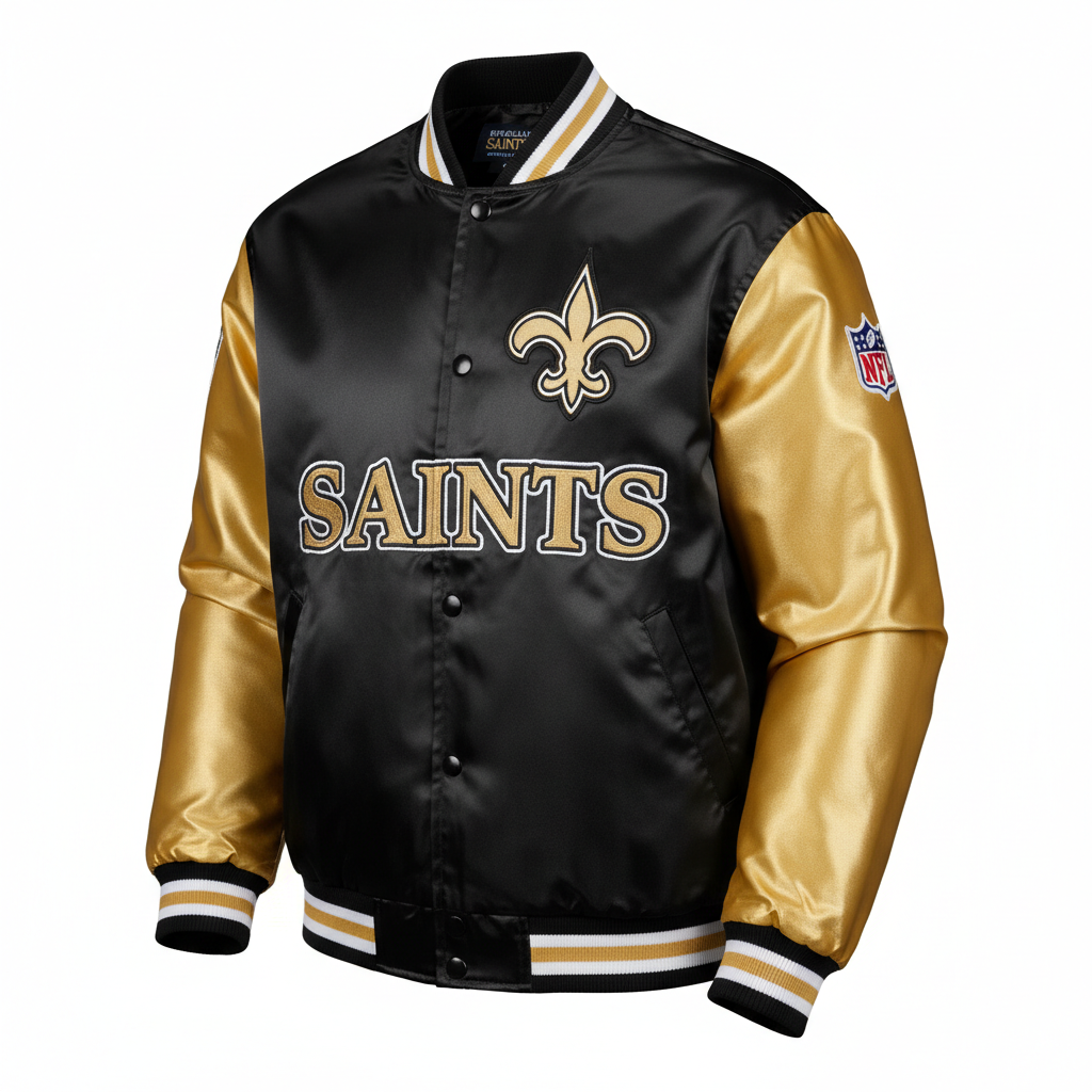 New Orleans Saints Black & Gold NFL Satin Jacket