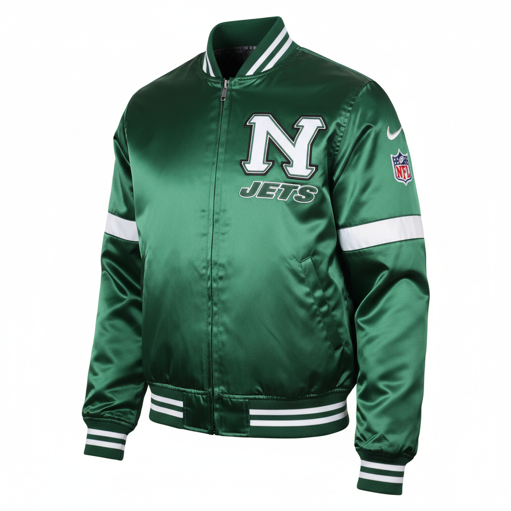 New York Jets Green NFL Satin Jacket