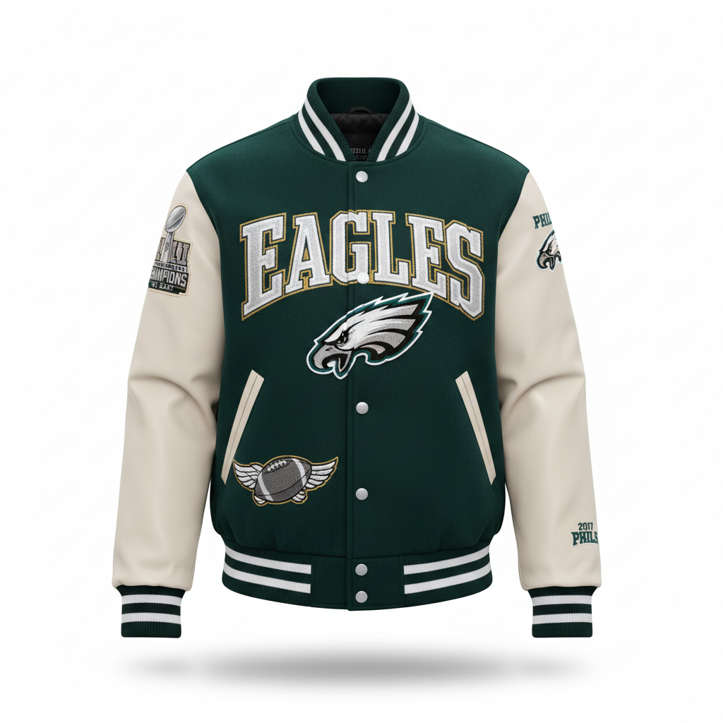 Philadelphia Eagles Midnight Green NFL Varsity Jacket