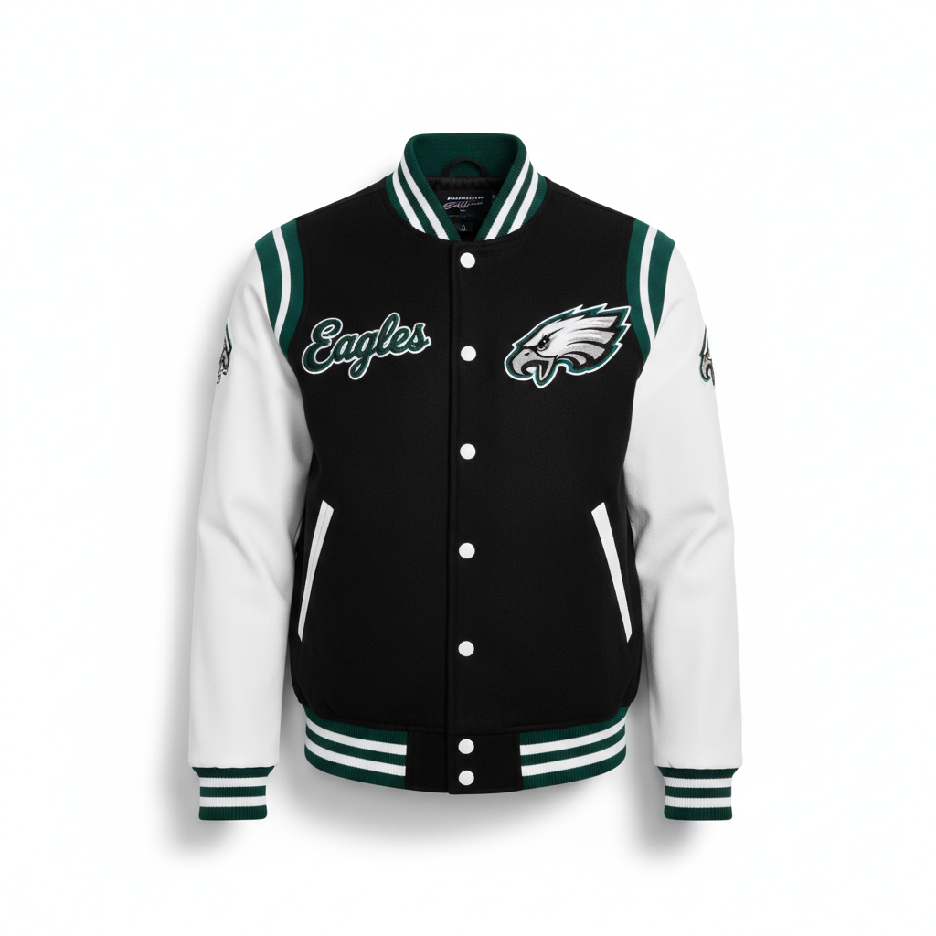 Philadelphia Eagles Black NFL Full-Snap Varsity Jacket