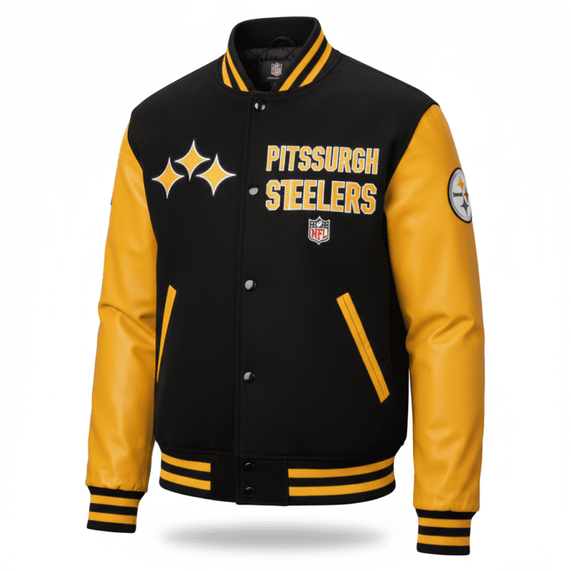 Pittsburgh Steelers Black & Yellow NFL Varsity Jacket