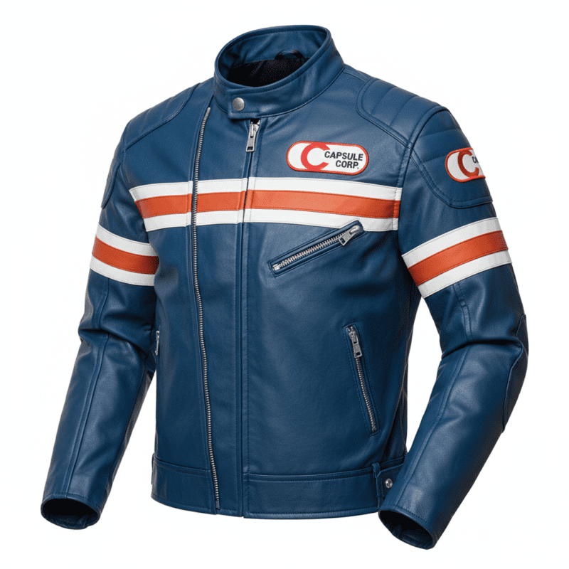 Capsule Corp Blue Biker Jacket - Iconic Men's Anime Style