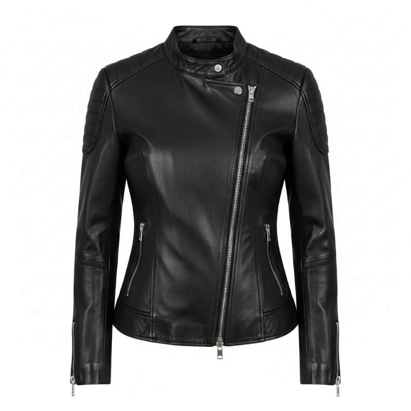 Jaqueta de Couro Feminina Slim Fit Premium Leather Jacket