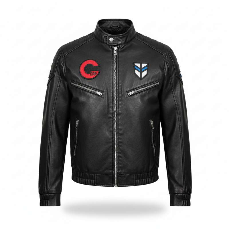 Capsule Corp Black Faux Leather Jacket