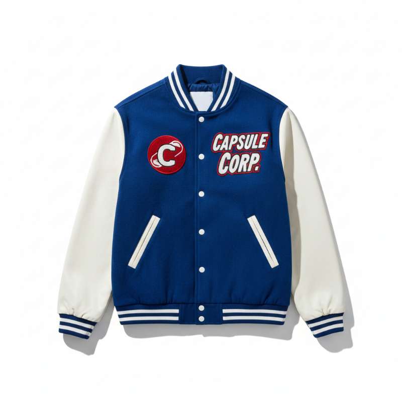 Capsule Corp Blue & White Anime Varsity Jacket
