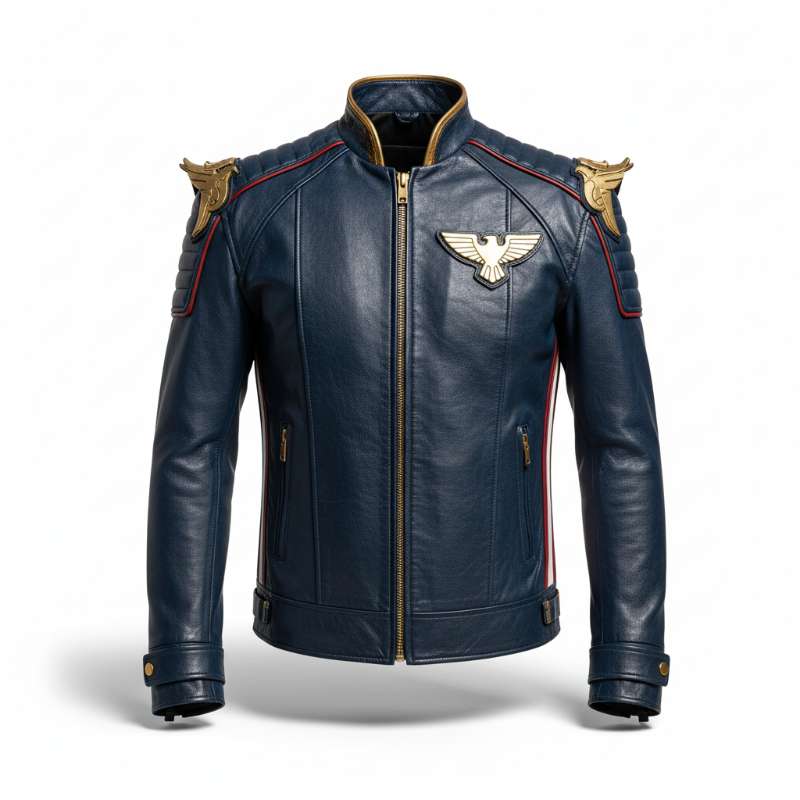 The Boys Homelander Blue Leather Jacket