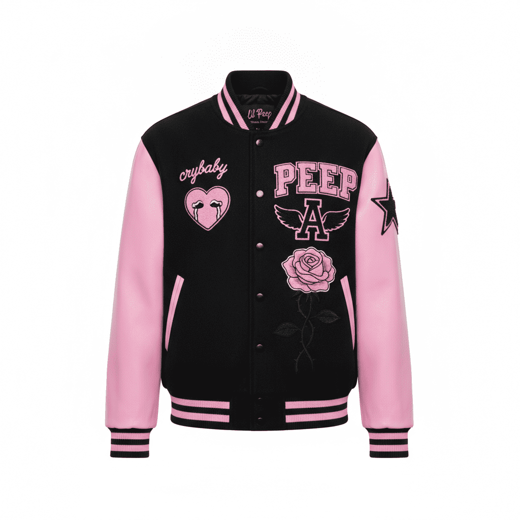 Lil Peep Black & Pink Varsity Jacket
