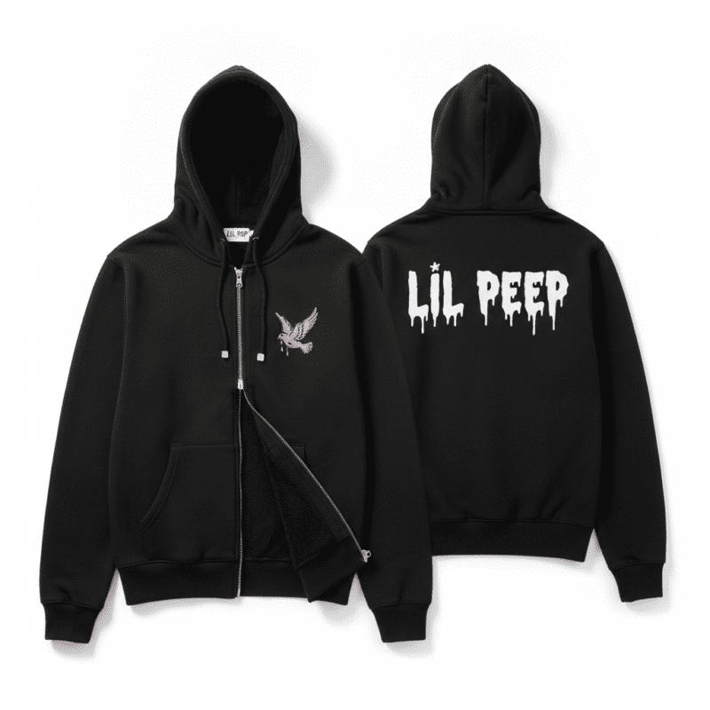 Lil Peep Black Zip-Up Hoodie Jacket