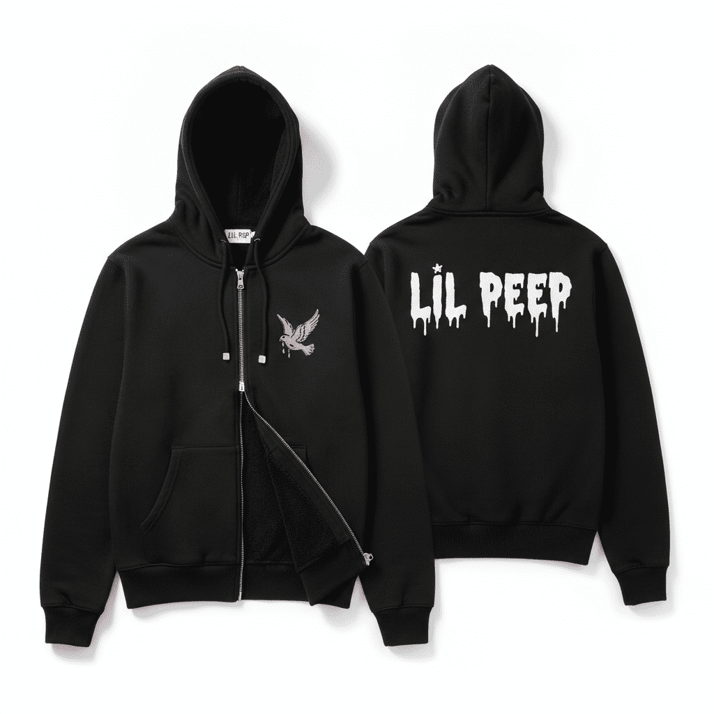 Lil Peep Black Zip-Up Hoodie Jacket