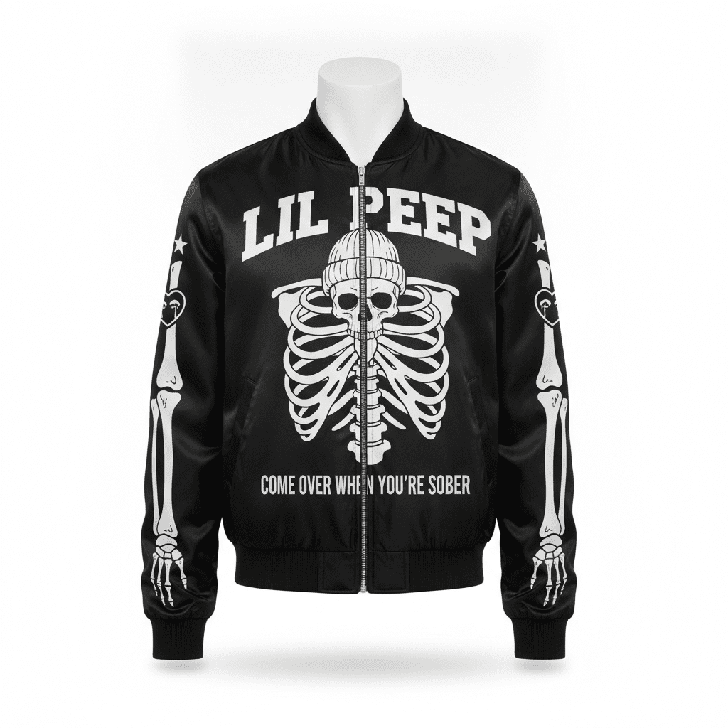 Lil Peep Black Skeleton Bomber Jacket
