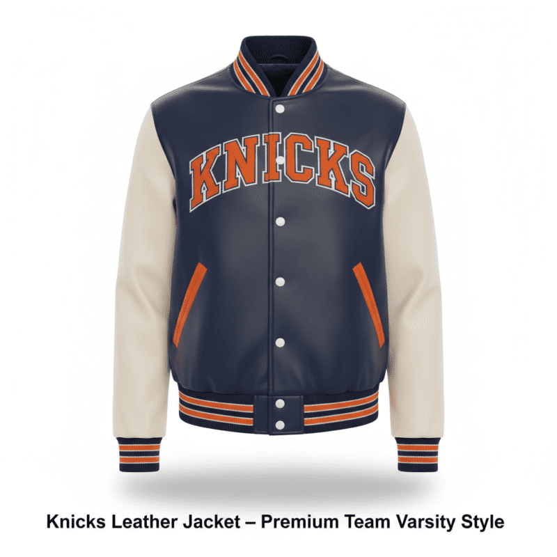 Knicks Leather Jacket – Premium Team Varsity Style